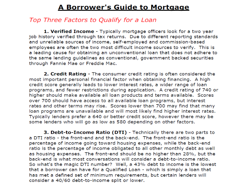 AdamMiller.Realtor and Coldwell Banker - "A Borrower's Guide to Mortgage", whitepaper written by Adam Miller
